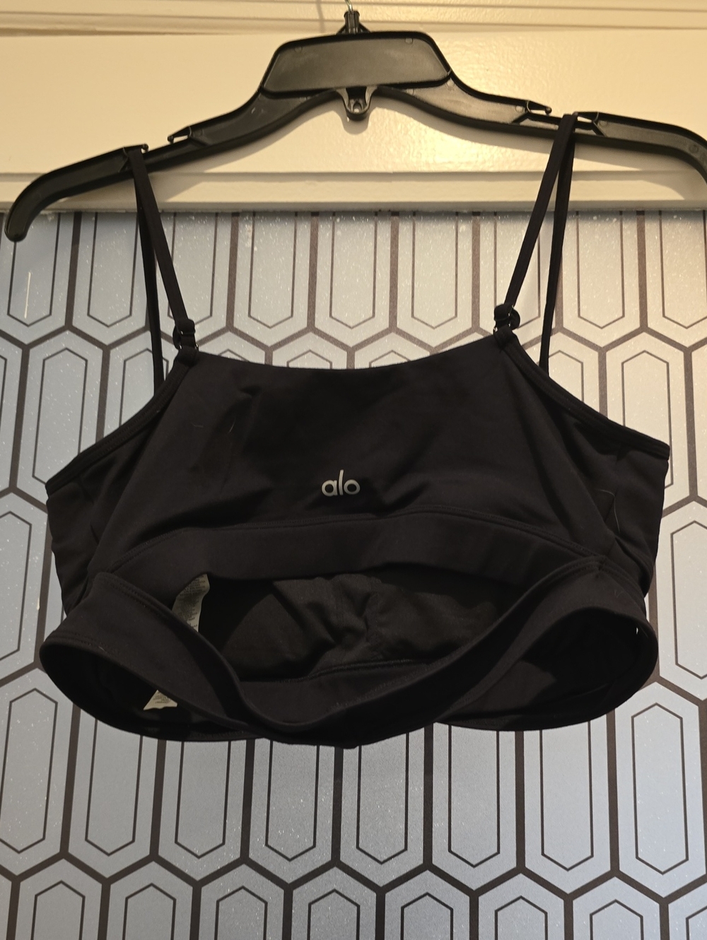 ALO Yoga Black Bralette with Cross-Front Detail - Picture 3 of 3